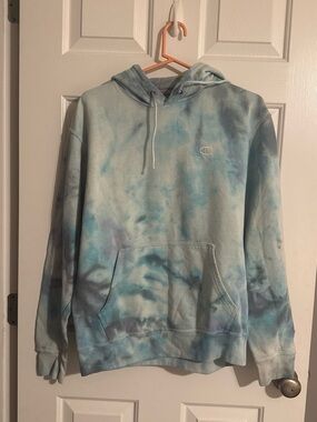 Champion Tie-Dye Light Blue & White Crewneck Hoodie